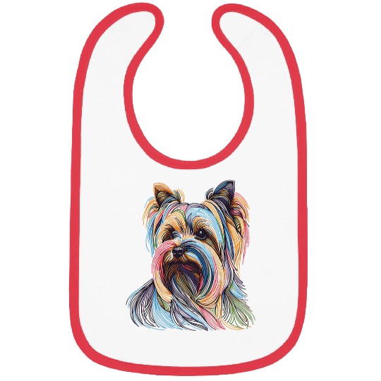 Yorkshire Terrier Color Line Drawing Yorkie Dog Lover Simple Bibs