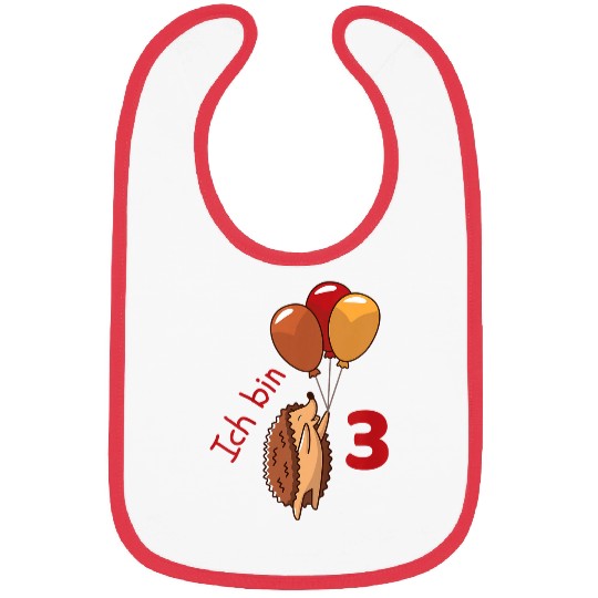 Hedgehog Pet Kids Ich bin 3 Hedgehogs Balloon 3rd Birthday Year Childrens Birthday Party Bibs