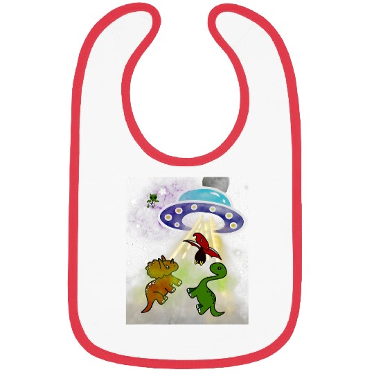 Dinosaur Pet TRex Stegosaurus Abducted by Alien Spaceship Bibs