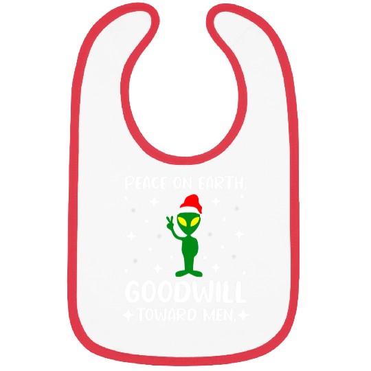 Aliens UFO Peace on Earth Goodwill Toward Men Alien Santa Hat Pacifist Bibs