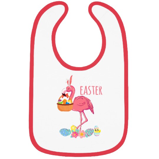 Flamingo Pet With Easter Happy Easter Egg Basket Hunting 8 Bibs