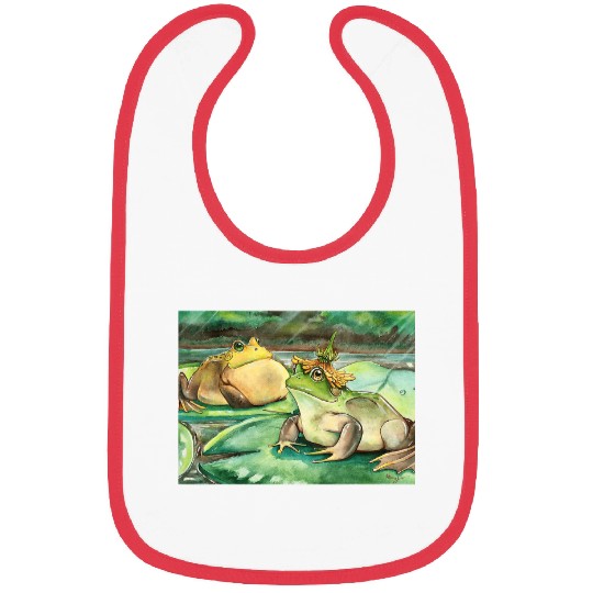 Frog Pet Cottagecore Frog Lotus Pond Watercolor Toad Frog Lovers Bibs