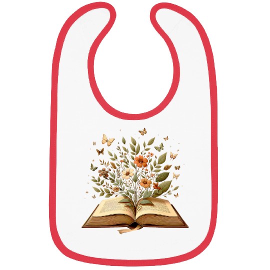 Book Fun Cottagecore Wildflowers Aesthetic Bookworm 2 Bibs