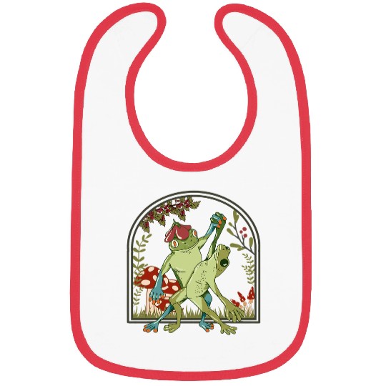 Frog Pet Cottagecore Aesthetic Two Dancing Frogs Cute Mushroom Bibs