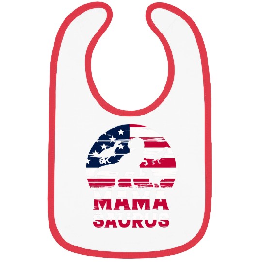Dinosaur Pet Mama Saurus Mama Dinosaur American Flag Dino Mamasaurus Bibs