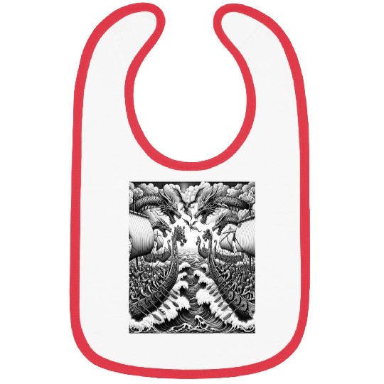 Dragon Pet Viking Ships Dragons Waves Warriors Clouds Sails Battle Bibs