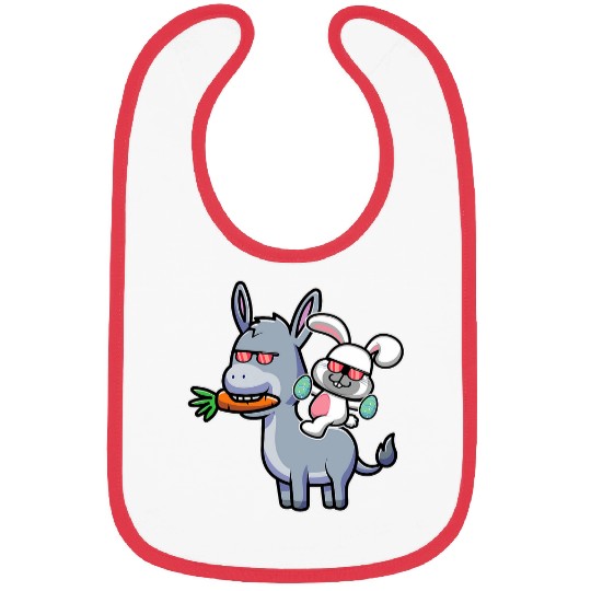 Donkey Pet Easter Bunny Riding On Donkey Cute Easter Egg Hunt Kids Bibs