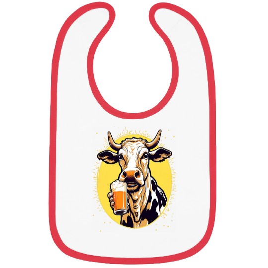 Cow Pet Drinking Beer Glass Mug Brew Beer Drinker Drunk Cows Bibs
