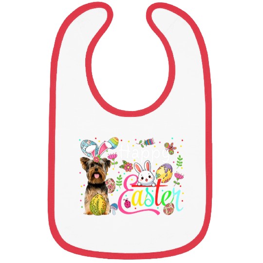 Happy Easter Yorkshire Terrier Cosplay Bunny Chocolate Eggs Bibs