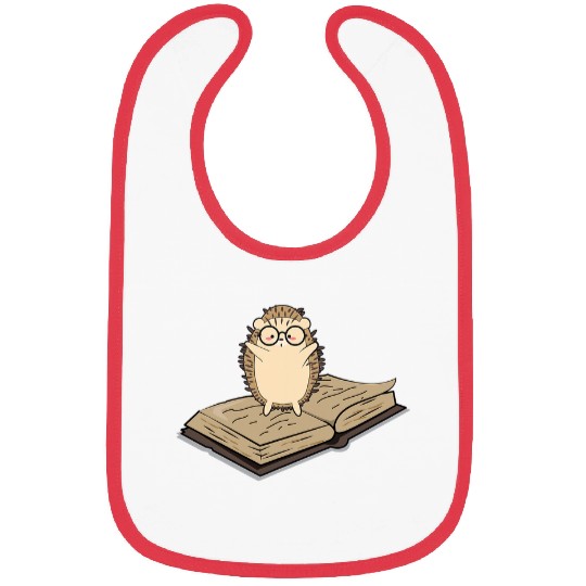 Hedgehog Pet on a book Lovers Hedgehogs and Books Bibs