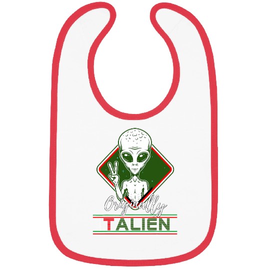 Aliens UFO Funny Italian Alien Italien Pun Italy Moustach Funny Italian Bibs