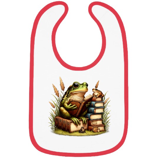 Book Fun Frog Toad Fishing Funny Classic Book Frog Reading Book Bibs