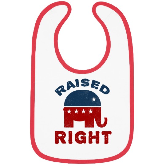 Elephant Mammal Raised Right Republican  Conservative Bibs