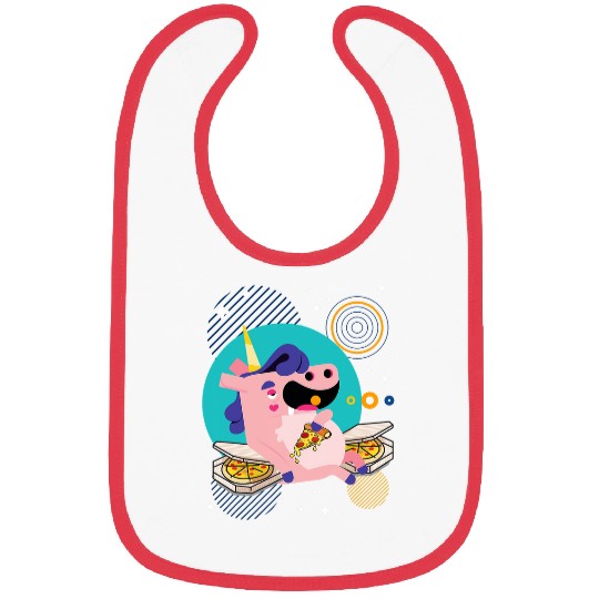 Unicorn Pet Eating Pepperoni Cheesy Pizza Unicorn 2 Bibs