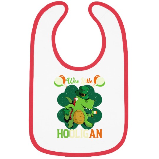 Dinosaur Pet St Patricks Day Wee Little Hooligan Boy Kids Bibs