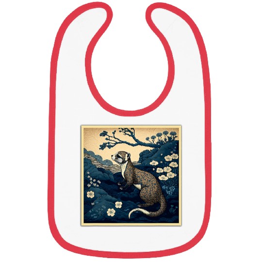 Ferret Pet Surrealism Japanese Painting Weasel Bibs