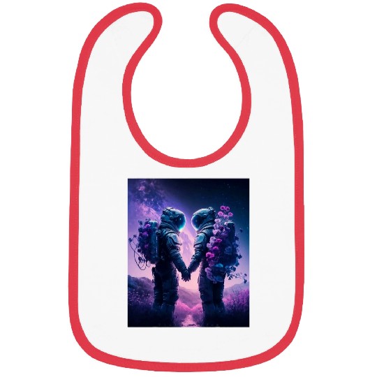 Astronaut Job Love Couple Groovy Lavender Purple Galaxy Bibs