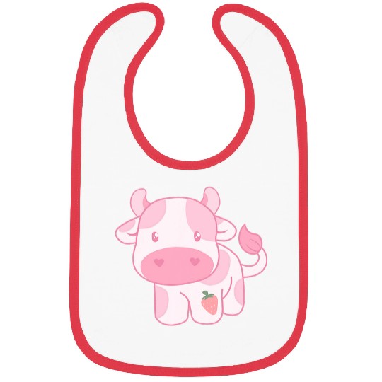 Cow Pet Strawberry Cow Cute Pink Pastel Bibs