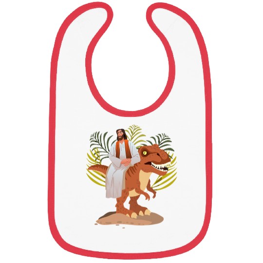 Dinosaur Pet Funny Jesus sitting on Trex Cool Bibs