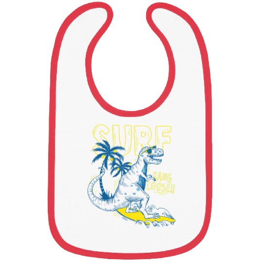 Dinosaur Pet Surf Trendy TRex Surfing Hang Loose Bibs