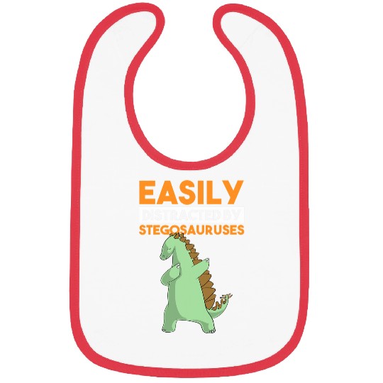 Dinosaur Pet Easily Distracted By Stegosaurus Funny  Dinosaur 1 Bibs