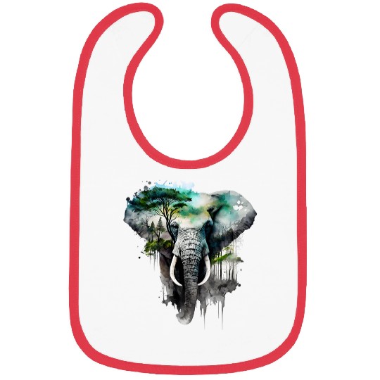 Elephant Mammal Tree Forest Animal Print Art Animal Lover Bibs
