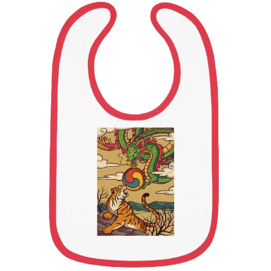 Dragon Pet Japanese Dragon Fighting Tiger Mythical Folklore Ukiyoe Bibs