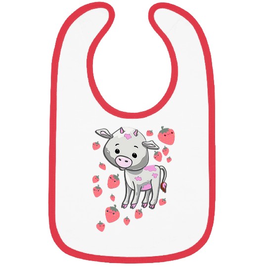 Cow Pet Cute Strawberry Cow 2Strawberry Pattern Kawaii Bibs