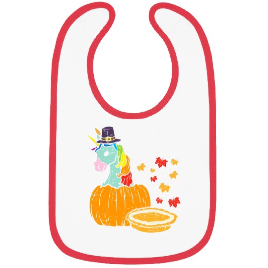 Unicorn Pet vintages Rainbow Pumpkin Cakes Fall Maple Leaves Bibs