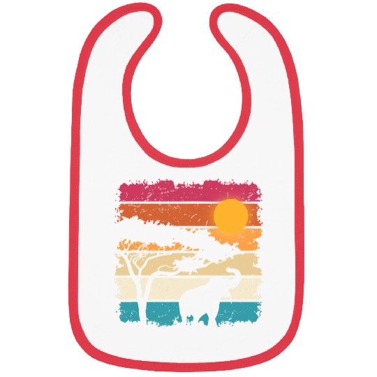 Elephant Mammal Nature Sunset With Forest Tree Retro Bibs