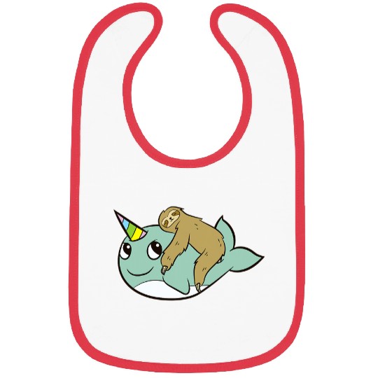 Sloth Pet Gift Narwhal Cute Sloth Riding On Narwhal Bibs