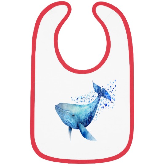Whale Pet Beautiful Watercolor Blue Whale Portrait Bibs