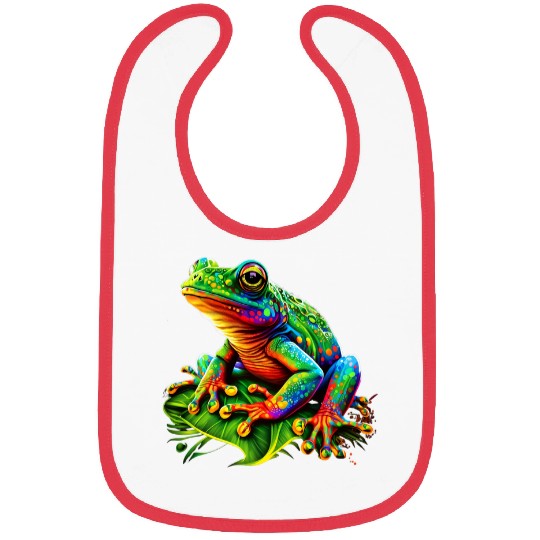 Frog Pet Colorful Frog Toad Lover Rainbow Amphibian Cute Retro Green Bibs