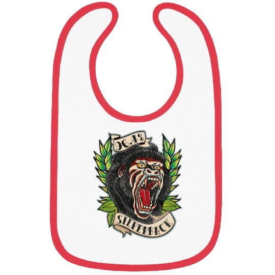 Gorilla Pet 964 Silverback Gorilla Traditional Tattoo style gym Bibs