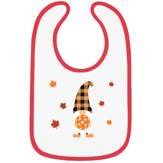 Sport Pickleball Pickleball Fall buffalo plaidss Gnome With Fall Leaves Bibs