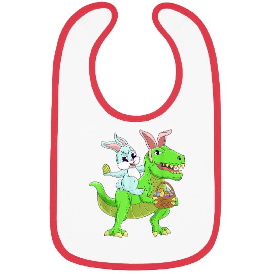 Dinosaur Pet Easter Bunny Riding Dinosaur T rexs Easter Kids Boys Bibs