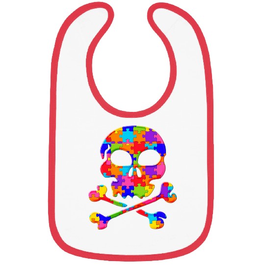 Autism Puzzle Skull Death Pirate Bone Puzzle Autism Puzzle Bibs