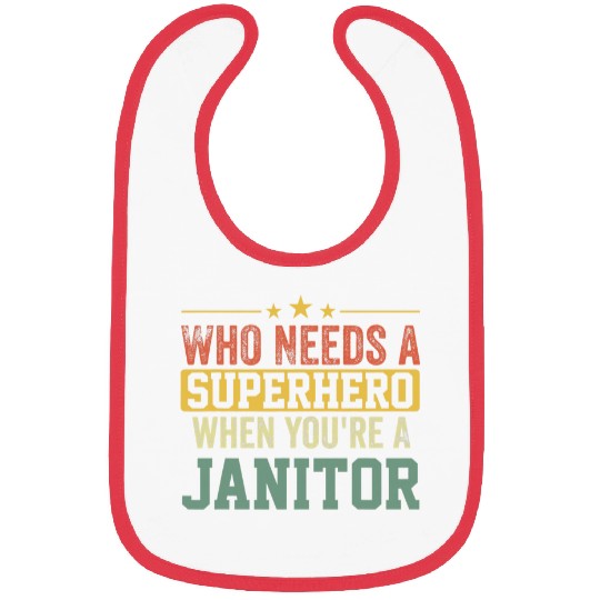 Funny Janitor Superhero vintages Tee For Men Dad Bibs