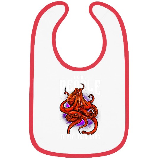 Octopus Pet Red Octopus Sea Monsters Art Design Saying Quote Bibs