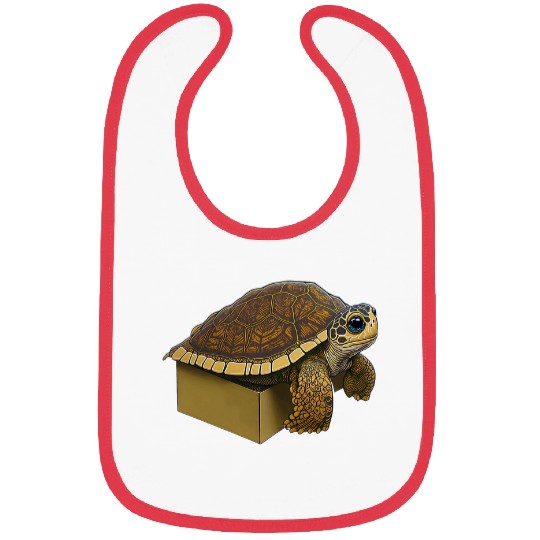 Turtle Pet Box Turtle Climbing Out of a Box Bibs