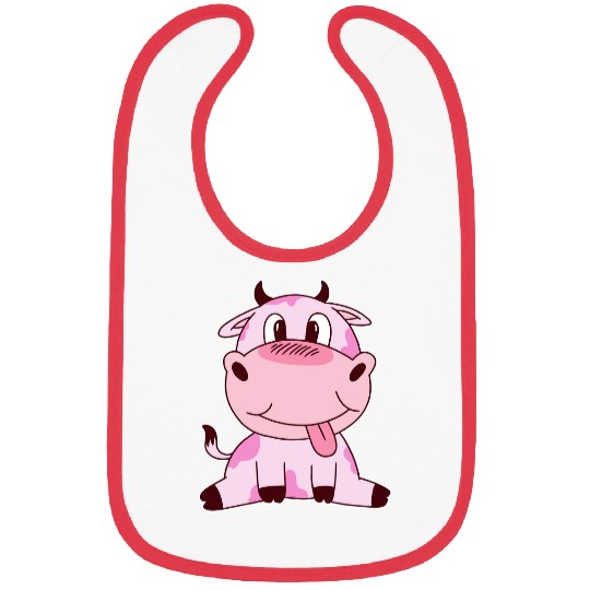 Cow Pet Cute Strawberry Cow Pink Bibs