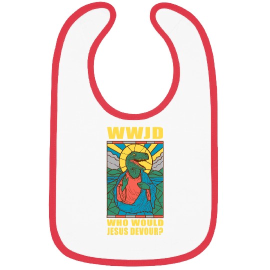 Dinosaur Pet WWJD Who Would Jesus Devour a Jesus Trex Bibs