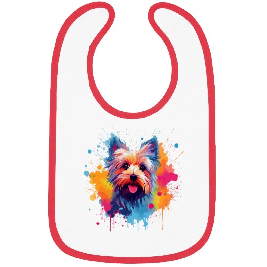 Yorkshire Pet Colorful Dog Splash Art Yorkshire Terrier Bibs