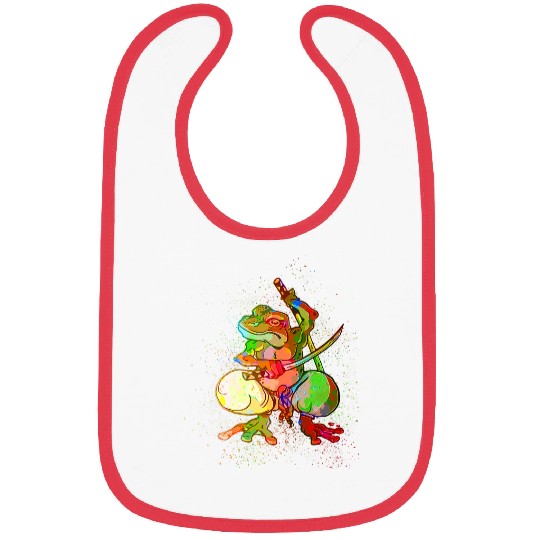 Frog Pet Colorful Paint Splash Japanese Frog Samurai Bibs