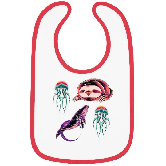 Sloth Pet Gift Outer Space Whale Sloth Jellyfish Kids Astronaut Science Bibs