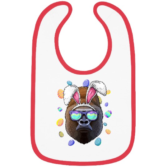 Gorilla Pet Easter Bunny Ears Funny Easter Eggs Hunting Bibs