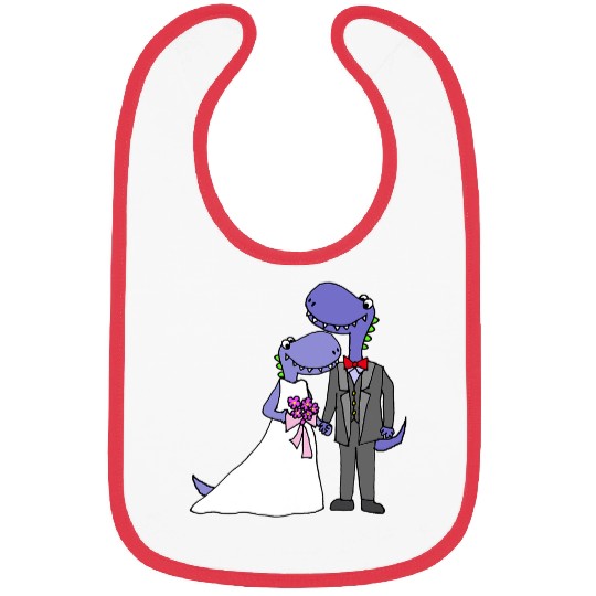 Dinosaur Pet Smileteesfunny Fun Dinosaur Bride and Groom Old Age Wedding Bibs
