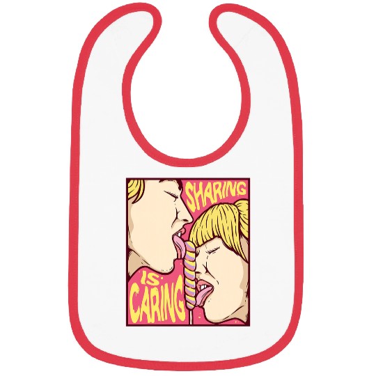 Book Fun Sharing Is Caring Lollipop Pop Art Retro Comic Book Strip Bibs