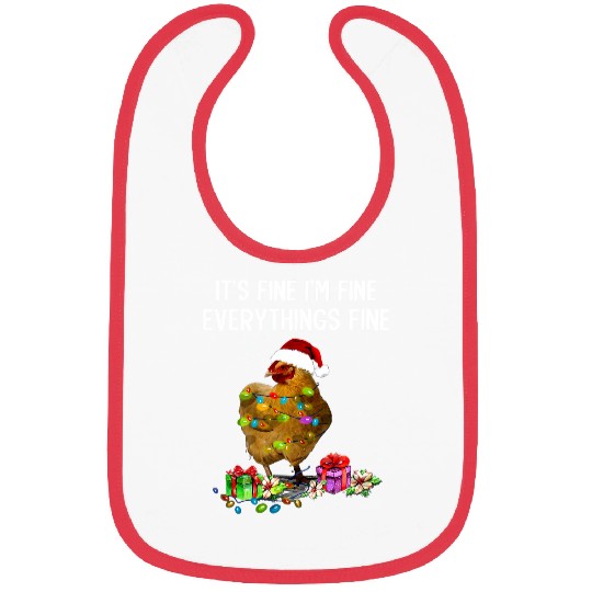 Chicken Pet Christmas Lights Im Fine Everything Is Fine Bibs