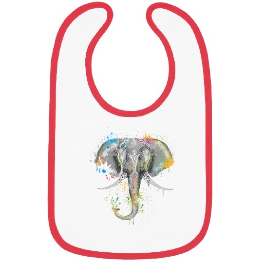 Elephant Mammal colorful elephant head Bibs